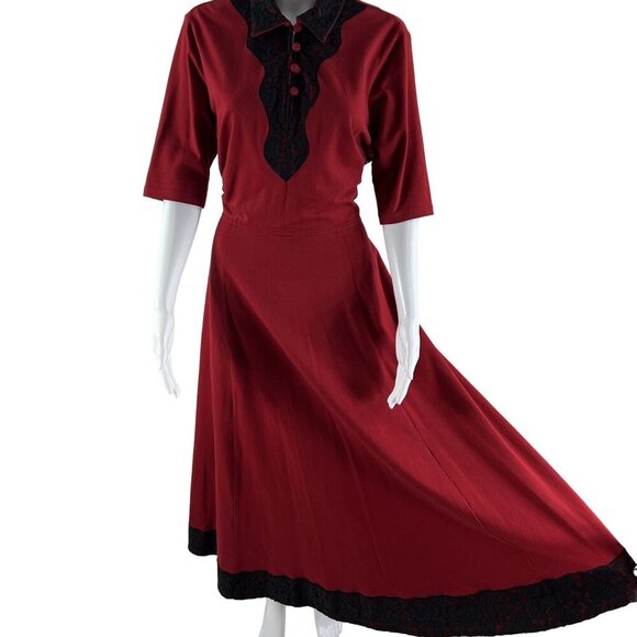 eShakti 14 Dress Artfully Floral Embroidered Ruched I Love Lucy Audrey Hepburn - Picture 4 of 16